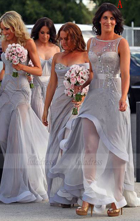 Grey Bridesmaid Gown,Gray Prom Dresses,Chiffon Prom Gown,Simple Brides –  luladress