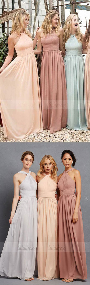 pastel peach bridesmaid dresses