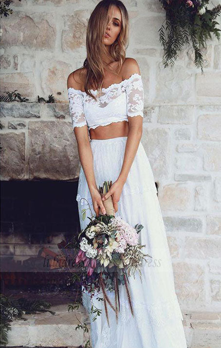 Two Piece Wedding Dress Beach Wedding Dress Lace Wedding Dress