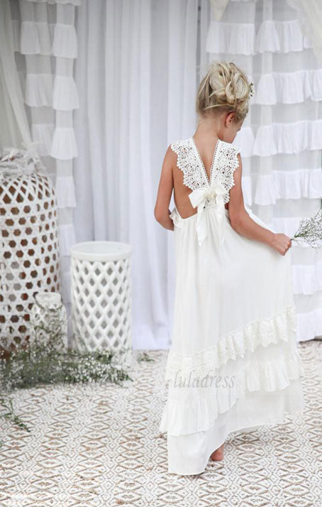 Lace and chiffon hot sale flower girl dress