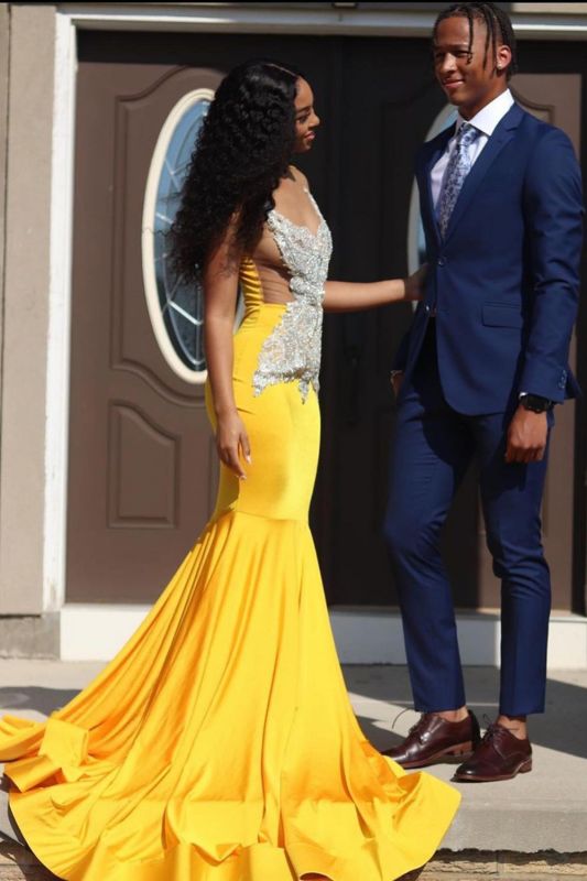 Gorgeous Sleeveless Daffodil Mermaid Prom Dresses With Appliques,PD210 –  luladress