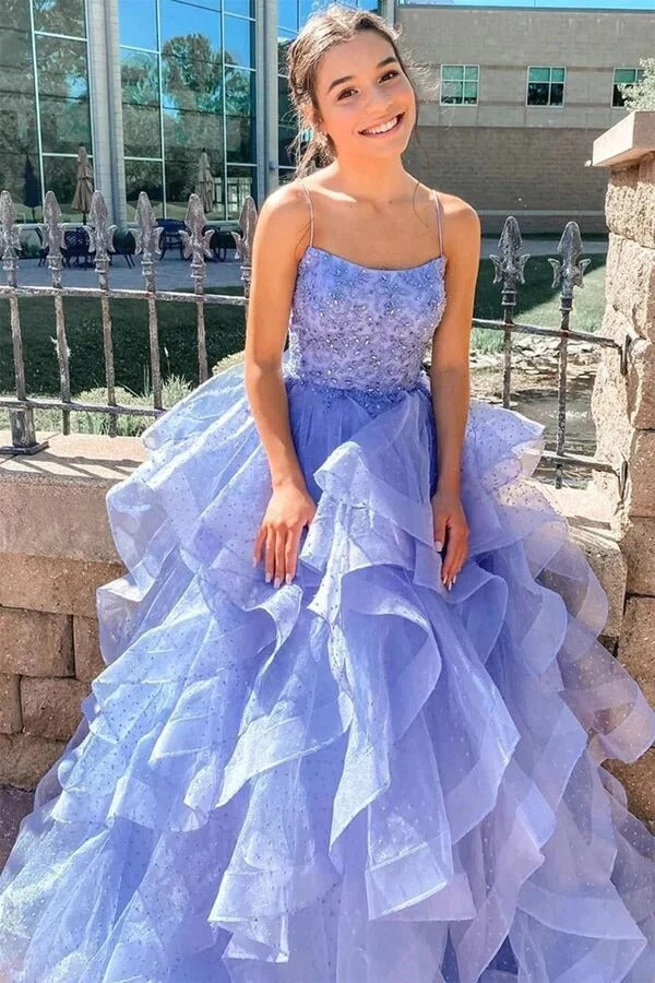 Formal Occasion Dresses, Formal Dress Purple, Tiered Tulle Dress