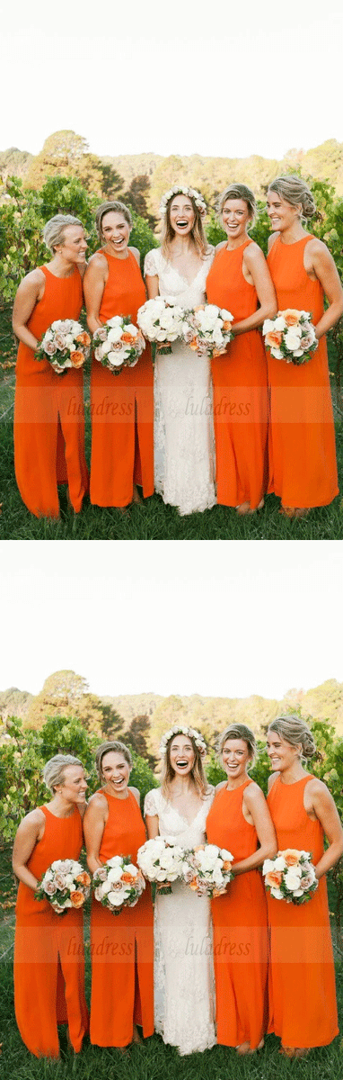 Bright Orange Bridesmaid Dresses