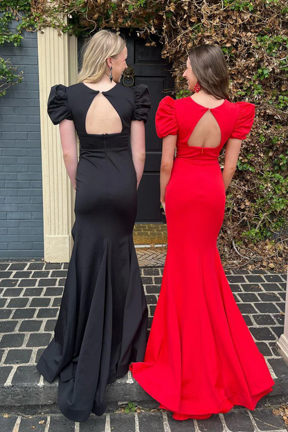 Red V Neck Mermaid Long Prom Dresses,BD93214