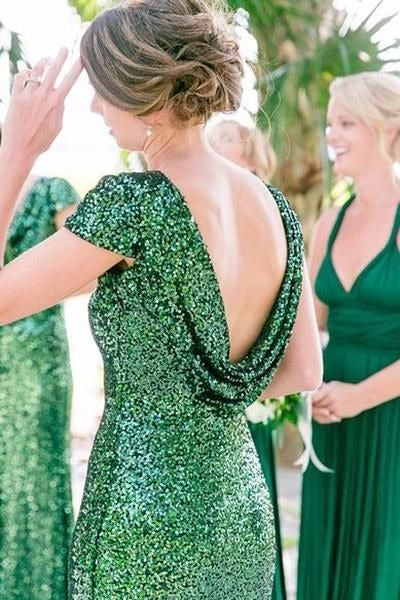 Sequin 2024 Hearts emerald green full length formal bridesmaid dress