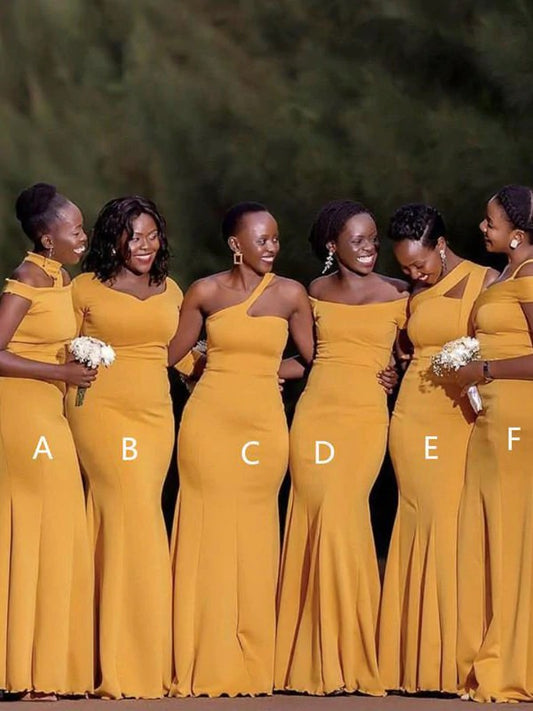 African Girl Yellow Wedding Guest Dress Mismatched Bridesmaid Dresses