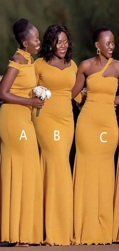 African Girl Yellow Wedding Guest Dress Mismatched Bridesmaid Dresses