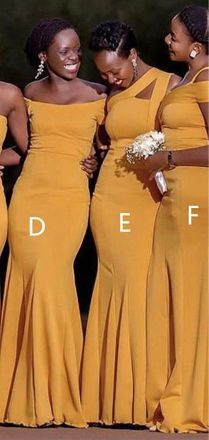 African Girl Yellow Wedding Guest Dress Mismatched Bridesmaid Dresses