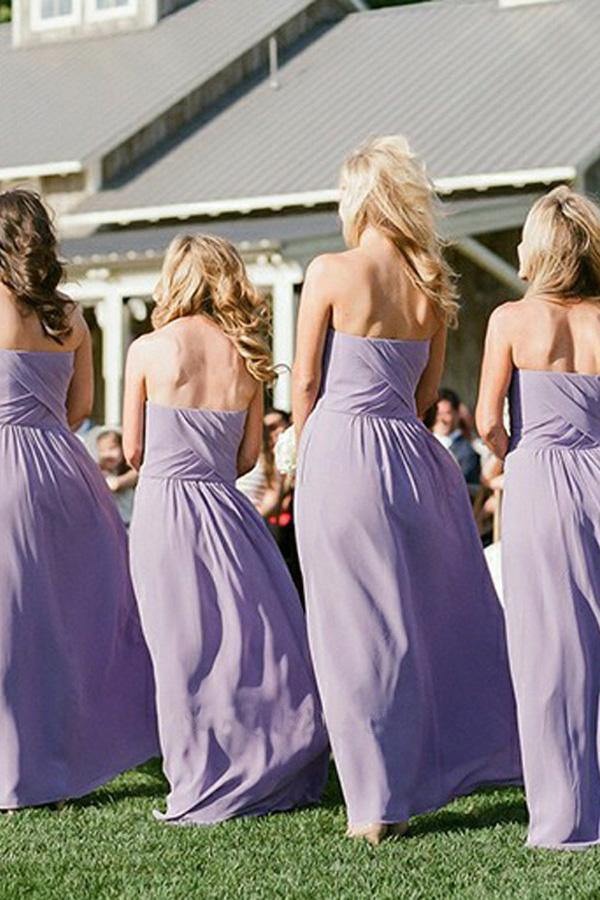 Sweetheart Backless Sheath Lavender Chiffon Bridesmaid Dresses