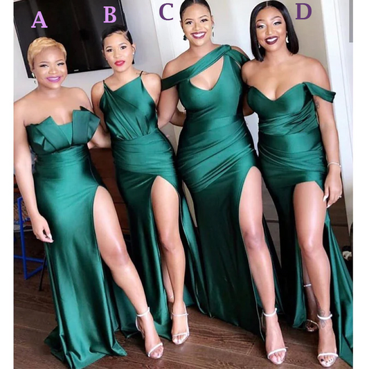 Mismatched Mermaid Emerald Sexy Elegant Mermaid Green Long Bridesmaid Dresses