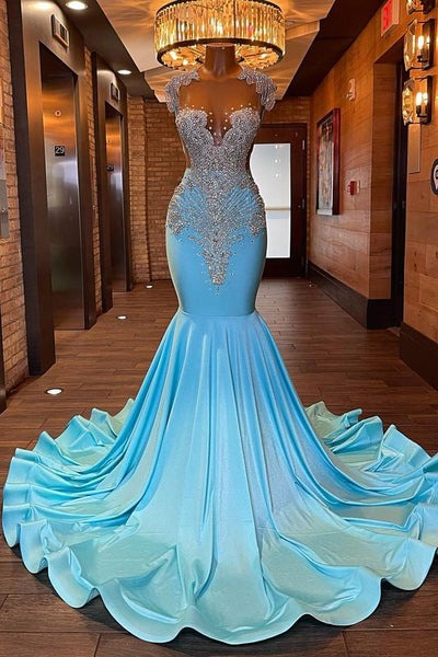 Beautiful long sleeveless beaded mermaid Prom dresses