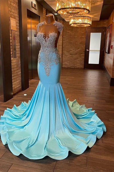 Beautiful long sleeveless beaded mermaid Prom dresses