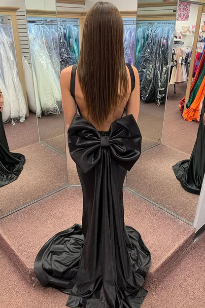 Mermaid Black Satin Sweetheart Prom Dresses