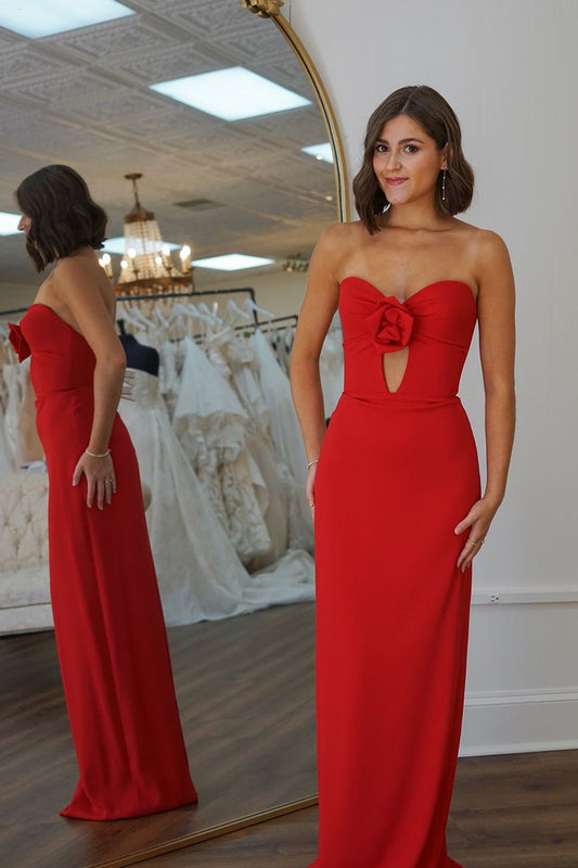 Satin Elegant Mermaid Sweetheart Red Long Prom Dresses