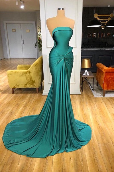 Elegant strapless mermaid long Prom dresses