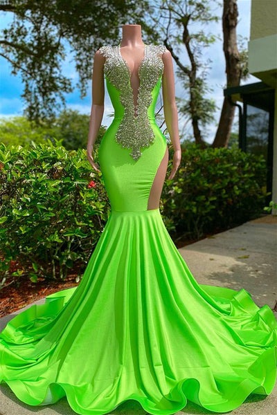 Mermaid V-neck sequined backless floor-length sleeveless lace beaded Prom dresses,BD93366