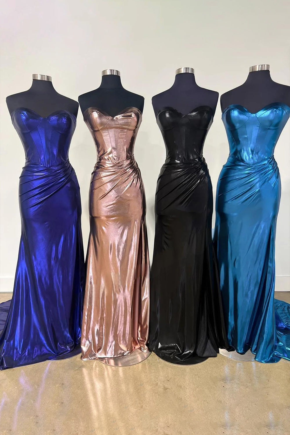 Fashion Sweet Mermaid Brown Satin Sparkly Prom Dresses