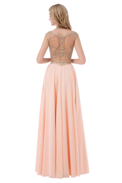 Light Pink Chiffon Long Formal Evening Dress