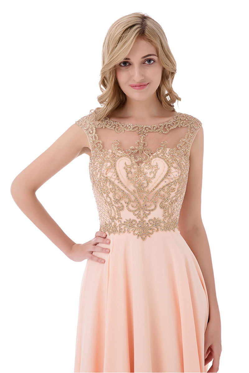 Light Pink Chiffon Long Formal Evening Dress