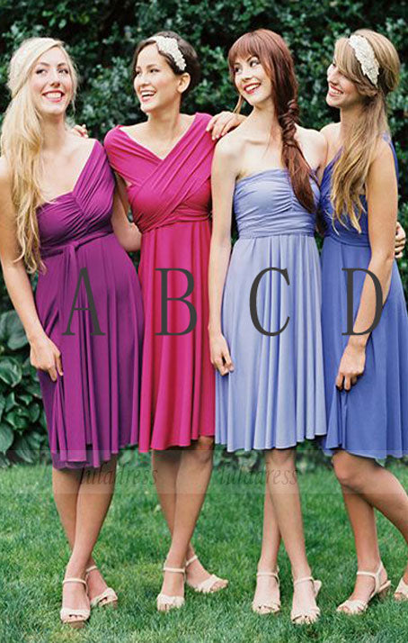 Custom Made Short A-Line Chiffon Evening Dress, Mismatched Bridesmaid Dresses,BD98944