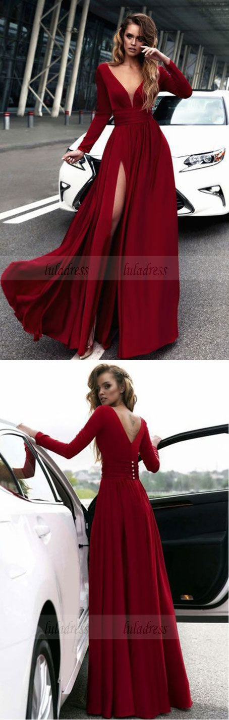 Gorgeous Long Prom Dresses, Long Sleeves Prom Dress