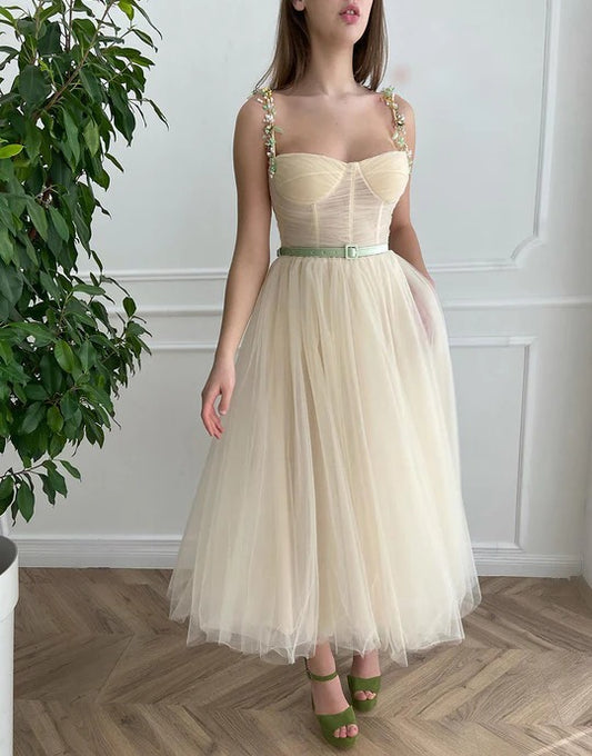 A Line Apricot Homecoming Dresses with Beading