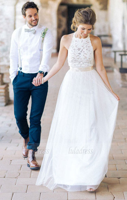 Lace Tulle Wedding Dress, A-line Wedding Dress, Chic Garden Wedding Dress