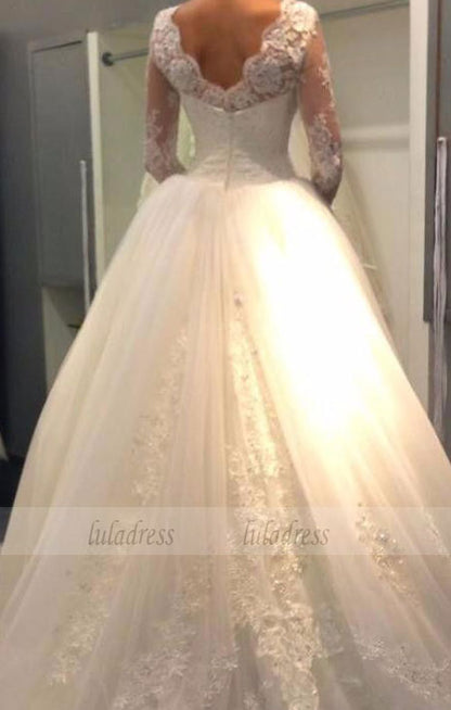 Long Sleeve Wedding Dress, Luxurious Wedding Dress for Brides