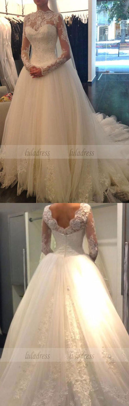 Long Sleeve Wedding Dress, Luxurious Wedding Dress for Brides