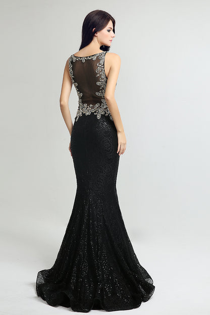 Black Mermaid Formal Long Prom Dress Evening Dress