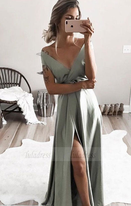 elegant off shoulder formal evening dresses, chic split prom gowns for special occasion