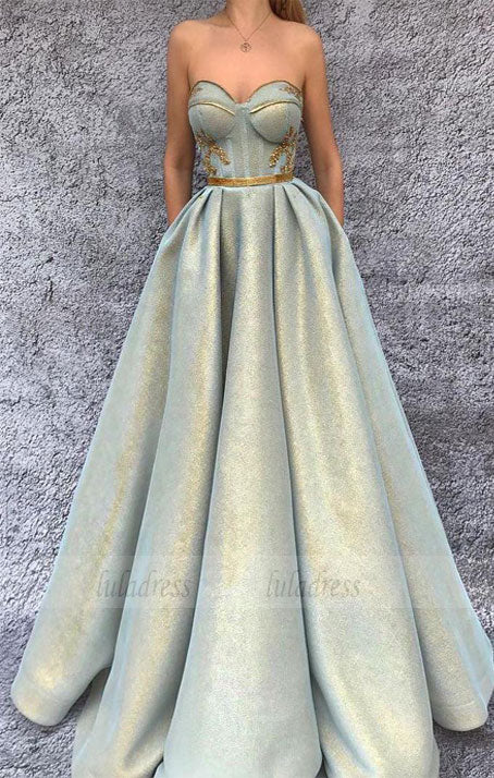 Chic A-Line Prom Dresses Sweetheart Modest  Long Prom Dress Evening Dresses