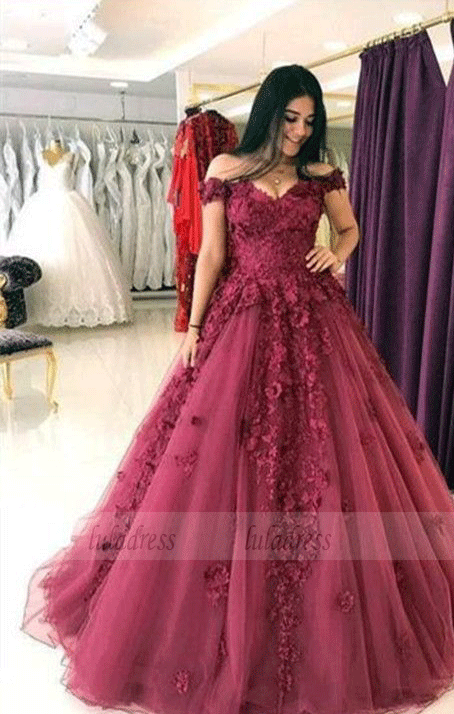 burgundy wedding dress,off the shoulder quinceanera dress