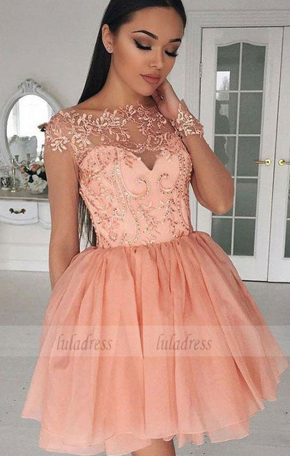 Short Homecoming Dress with Appliques