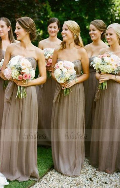 Sweetheart Chiffon Bridesmaid Dresses, Elegant Bridesmaid Dresses, Long Bridesmaid Dresses Country