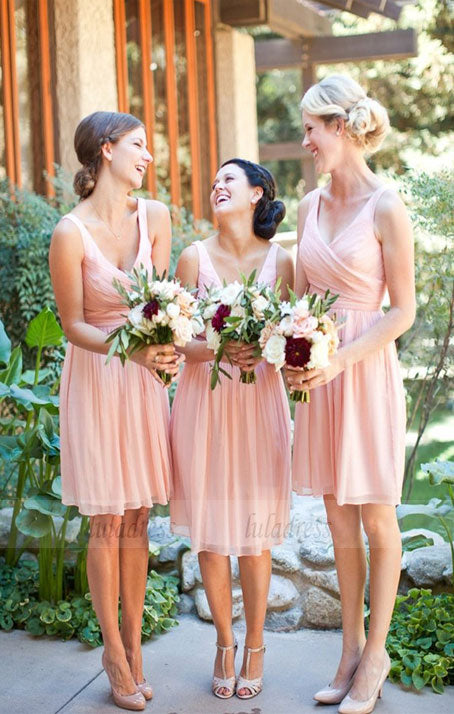 Short Bridesmaid Dress, Chiffon Bridesmaid Dress, Sleeveless Bridesmaid Dress, A-Line Bridesmaid Dress