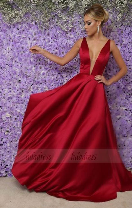 Long Sexy V Neckline Prom Gowns