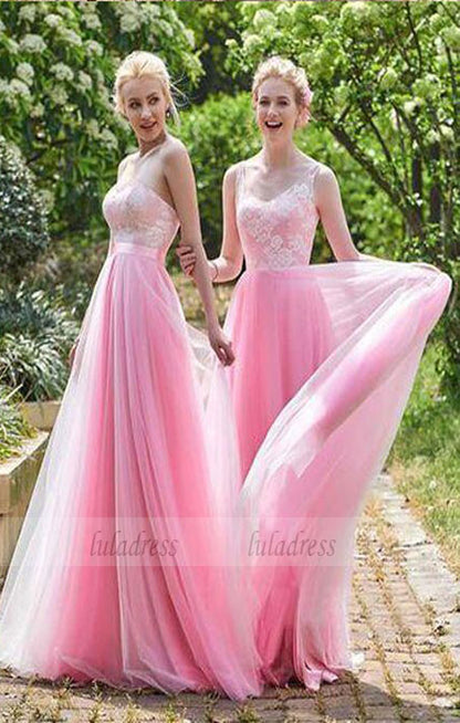 Beautiful A-Line  Floor-Length Bridesmaid/Prom Dress with Lace