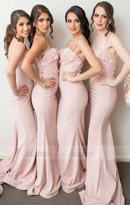 Stylish Mermaid Long Bridesmaid Dress with Appliques