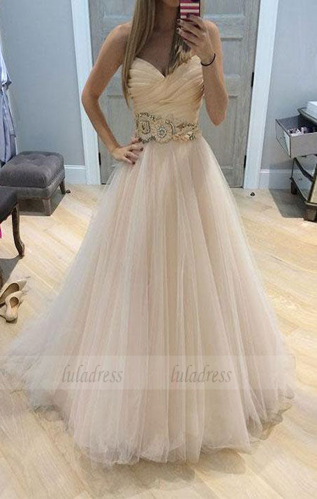 A line tulle long Sweetheart prom dresses,formal dress