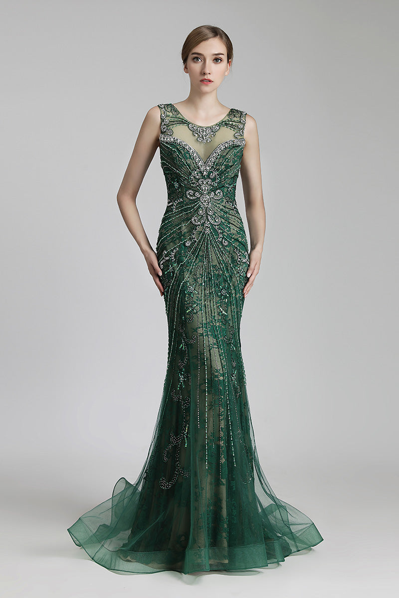 Luxury Formal Beaded Long Evening Prom Dress