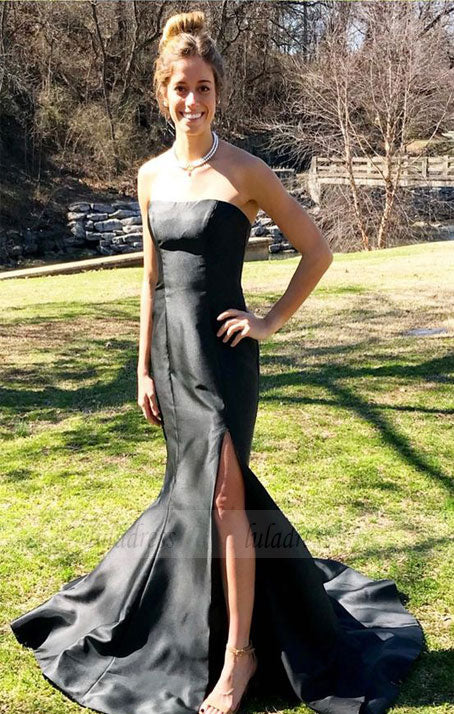 strapless mermaid long prom dress,  formal evening dress