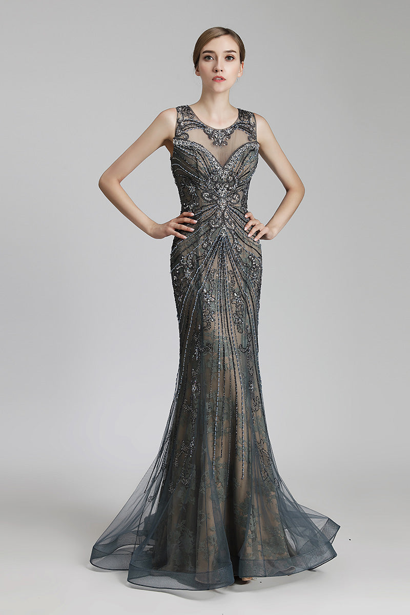 Luxury Formal Beaded Long Evening Prom Dress