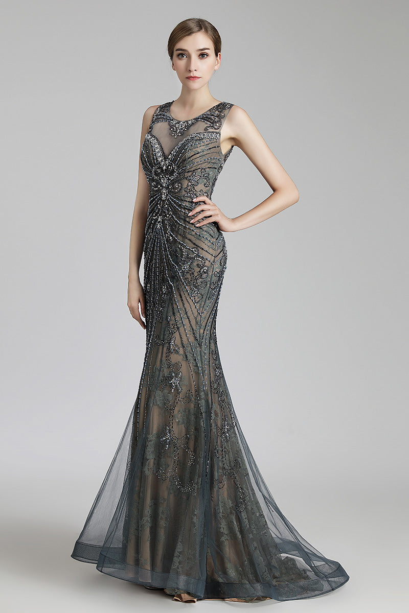 Luxury Formal Beaded Long Evening Prom Dress