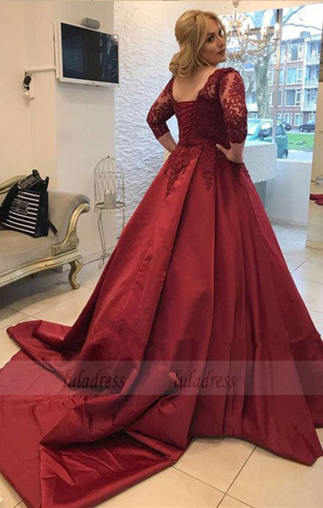 Modest Prom Dresses With 3/4 Sleeves,Elegant Wedding Gowns,Ball Gowns Wedding Dress,Plus Size Wedding Dress,BD98063