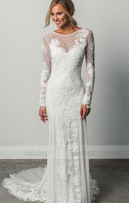 Long Sleeves Wedding Dresses,Lace Wedding Dress