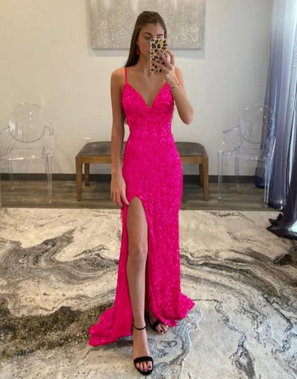 Sexy Glitter Long Prom Dress With Sequins,Evening Dresses