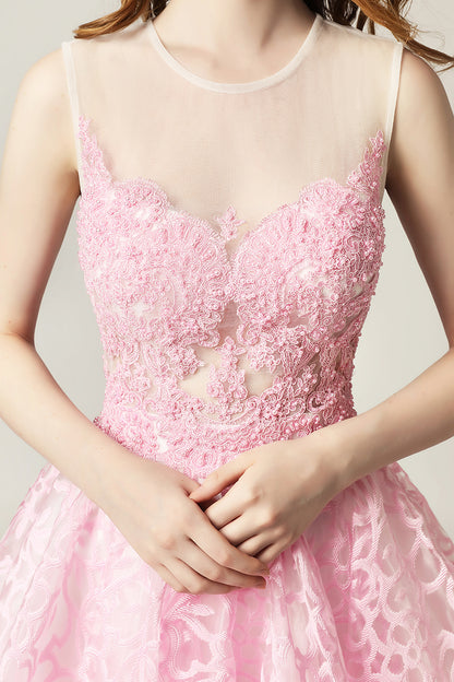 Pink Lace Homecoming Dress Short prom dress for girls