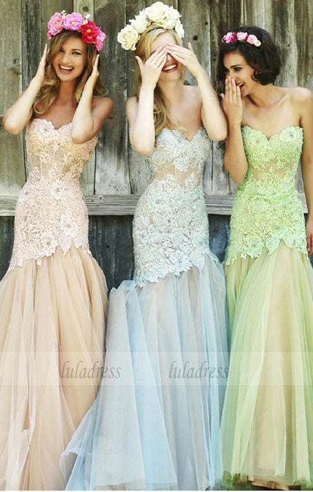 Fashion Mermaid Bridesmaid Dresses,Evening Dress Strapless Bridesmaid Dress