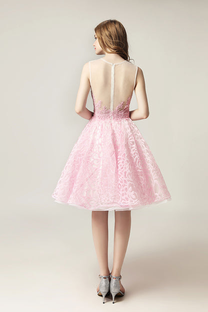 Pink Lace Homecoming Dress Short prom dress for girls